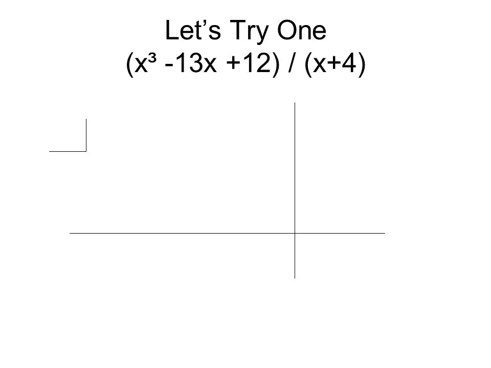 Let’s Try One (x³ -13x +12) / (x+4)