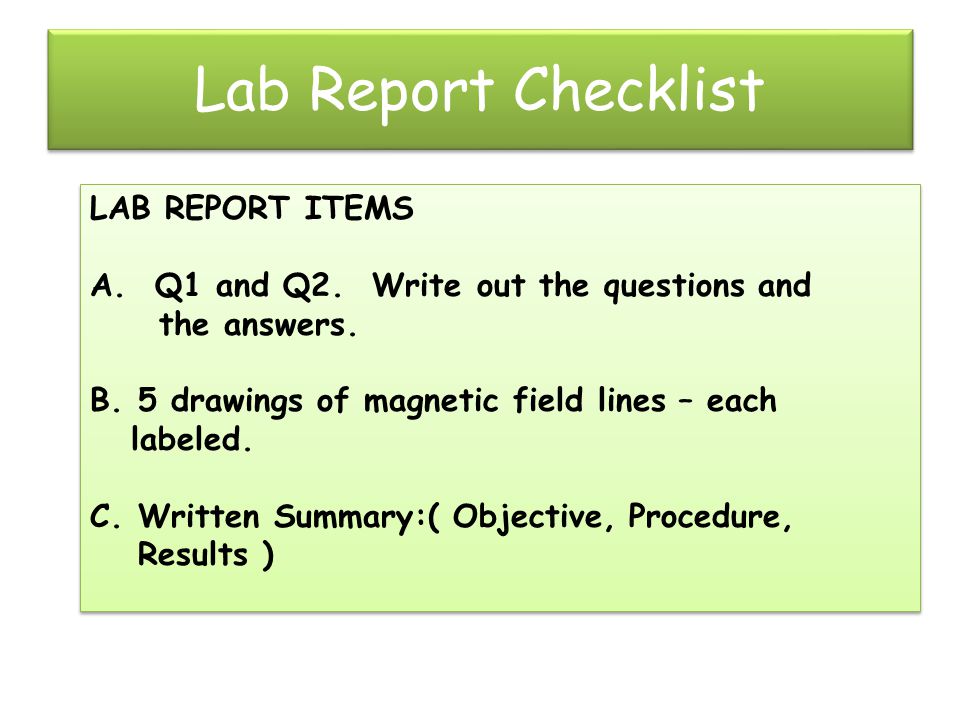 Lab Report Checklist LAB REPORT ITEMS A. Q1 and Q2.