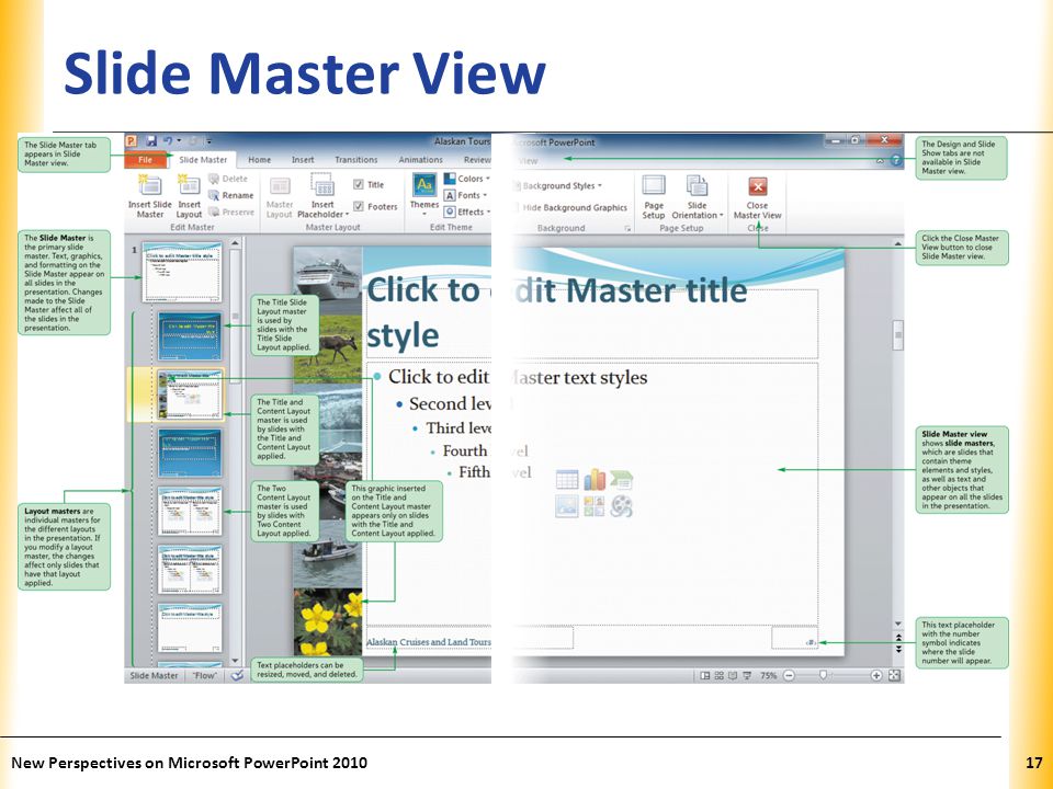 XP Slide Master View New Perspectives on Microsoft PowerPoint