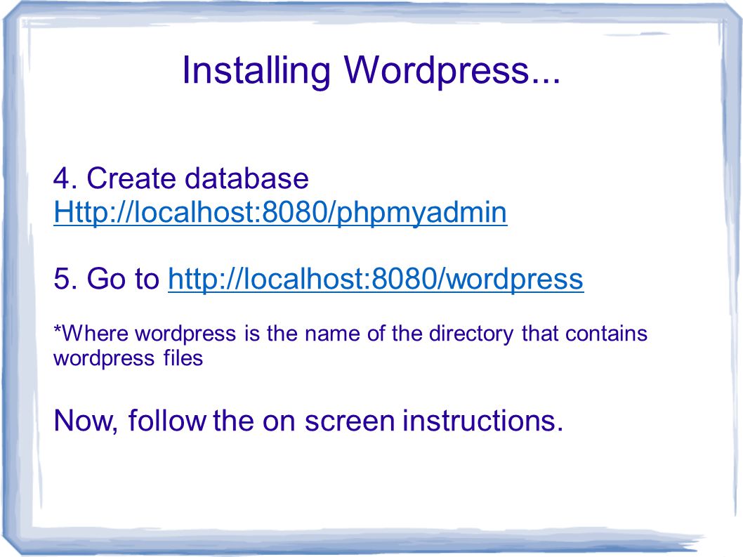 Installing Wordpress Create database   5.