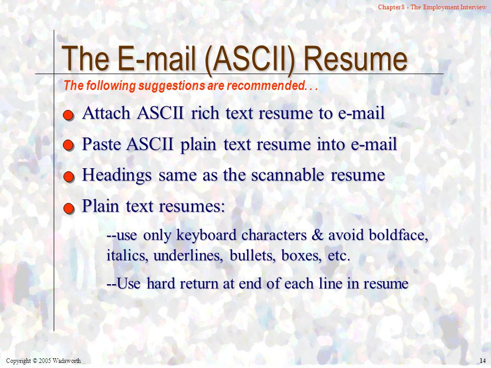 ascii resumes