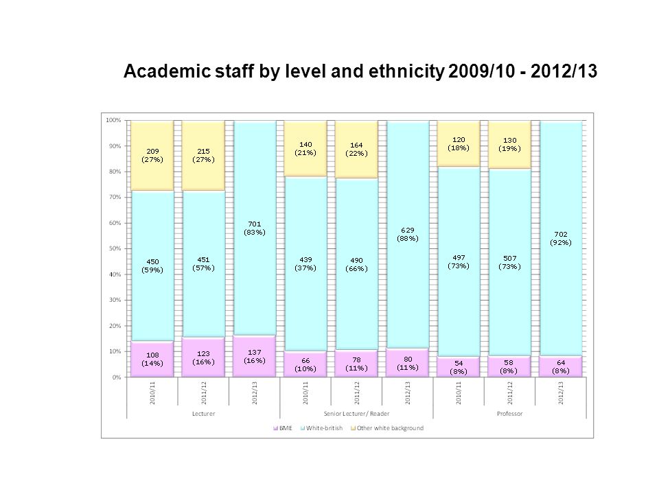 Academic staff by level and ethnicity 2009/ /13