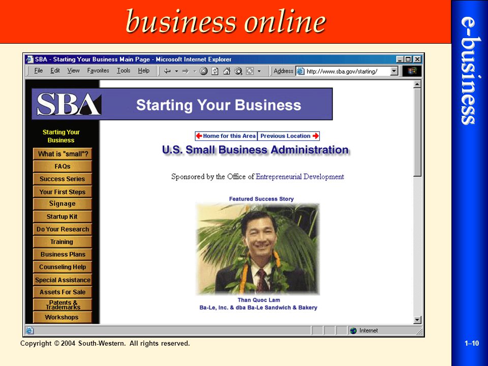 Copyright © 2004 South-Western. All rights reserved.1–10 business online
