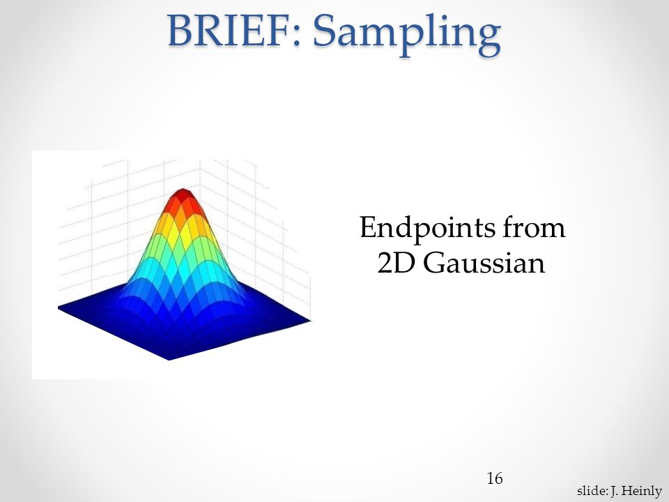 BRIEF: Sampling 16 Endpoints from 2D Gaussian slide: J. Heinly
