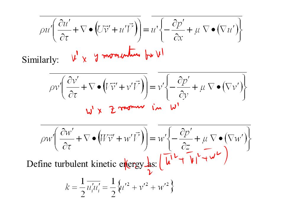 Conservation Equations For Symptoms P M V Subbarao Professor 9 Transport Equation For Turbulent Kinetic Energy X Momentum Incompressible Steady Flow Reynolds Averaged