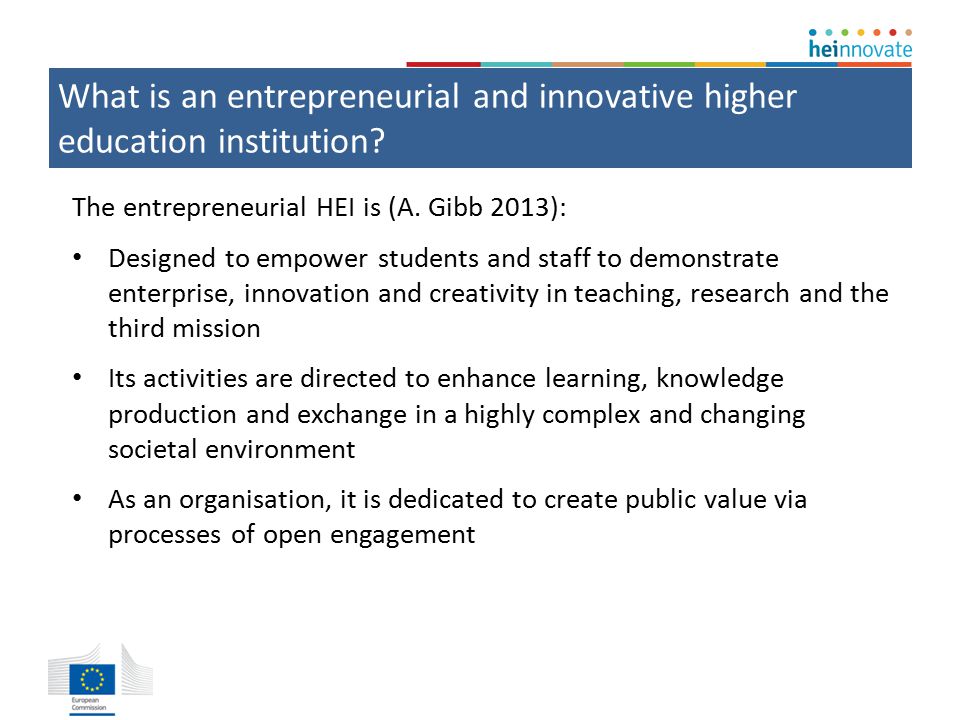 What is an entrepreneurial and innovative higher education institution.