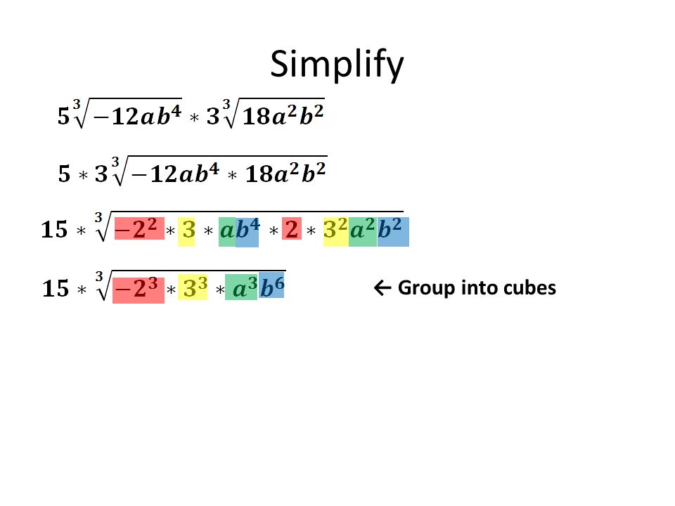 Simplify ← Group into cubes