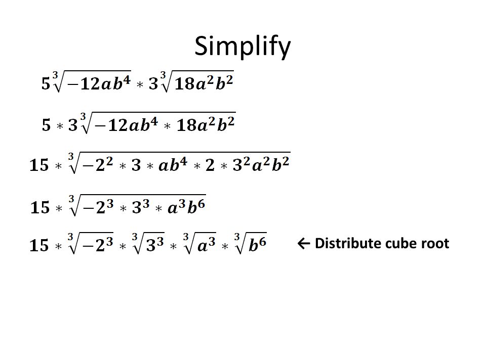 Simplify ← Distribute cube root