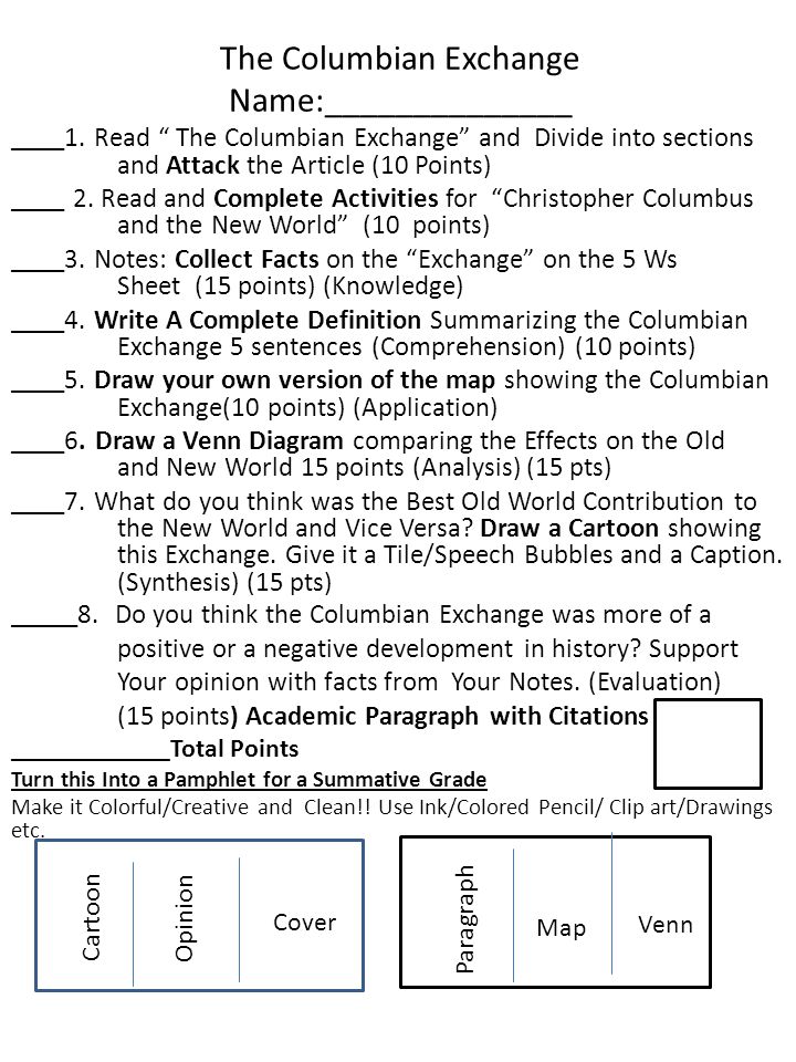 Negative effects of the columbian exchange essay