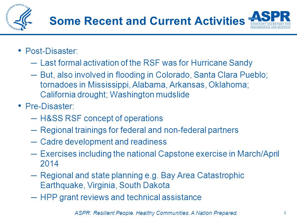 ASPR: Resilient People. Healthy Communities. A Nation Prepared.