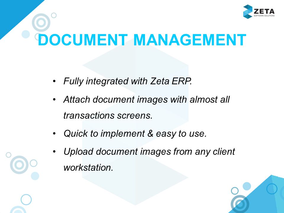 Fully integrated with Zeta ERP.