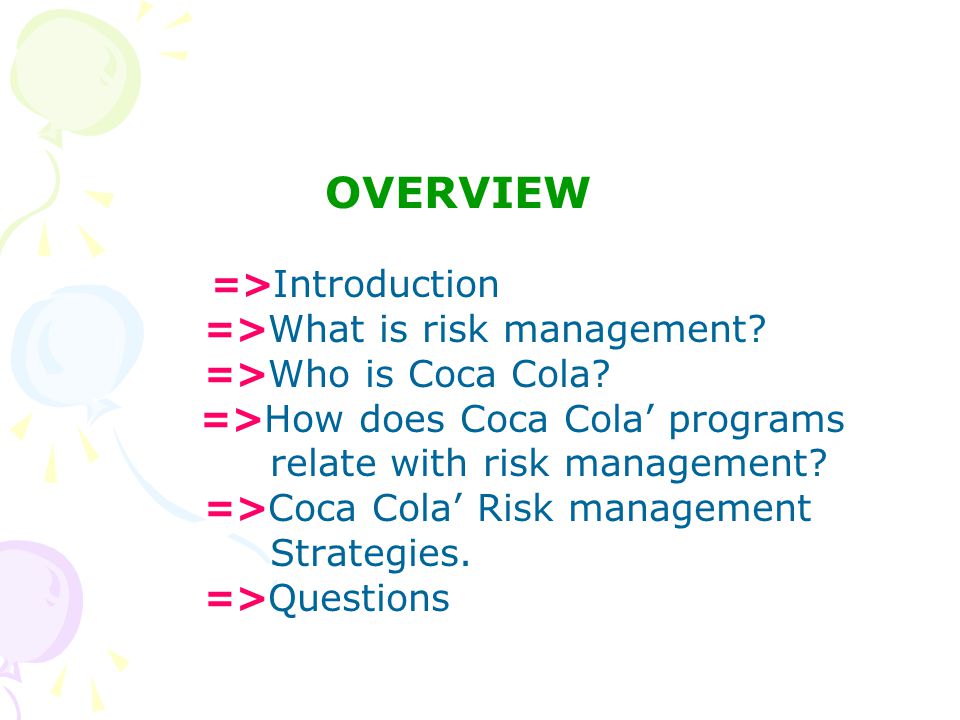 OVERVIEW => Introduction =>What is risk management.