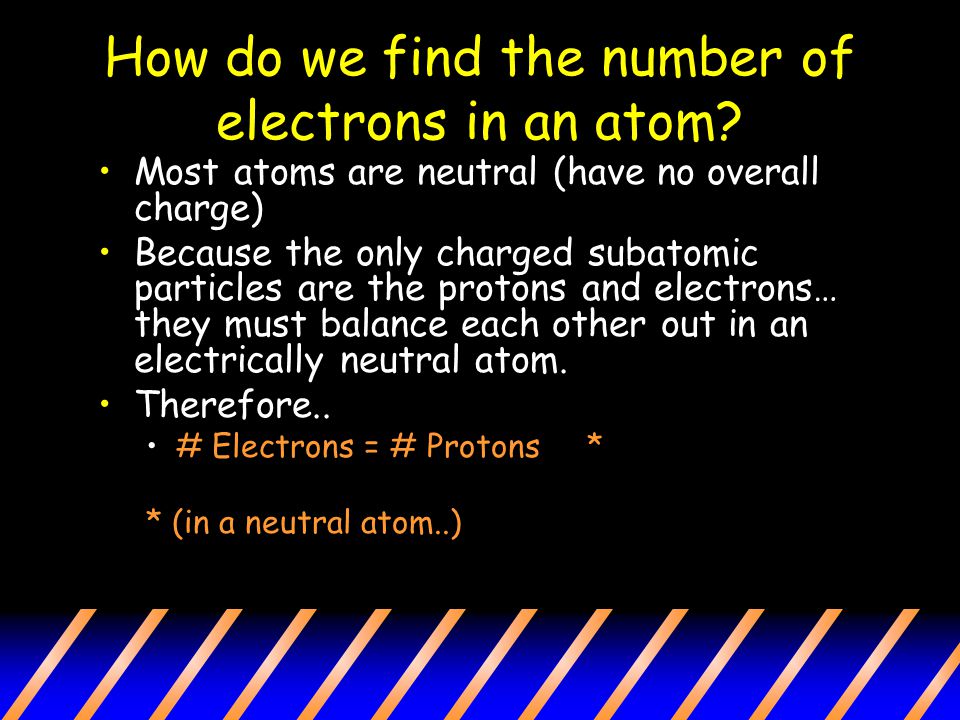 How do we find the number of electrons in an atom.