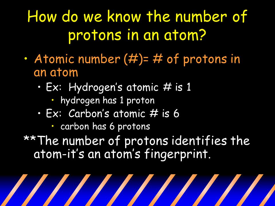 How do we know the number of protons in an atom.
