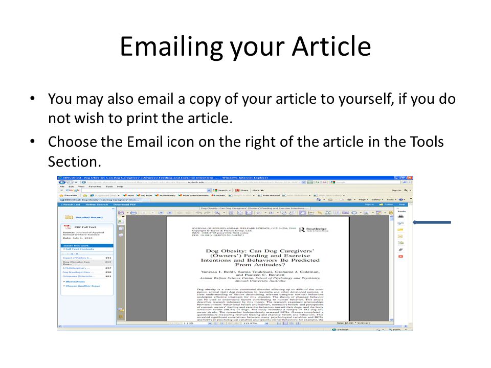 ing your Article You may also  a copy of your article to yourself, if you do not wish to print the article.