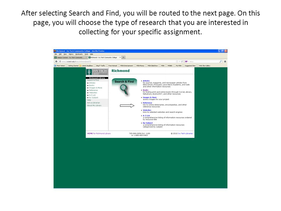 After selecting Search and Find, you will be routed to the next page.