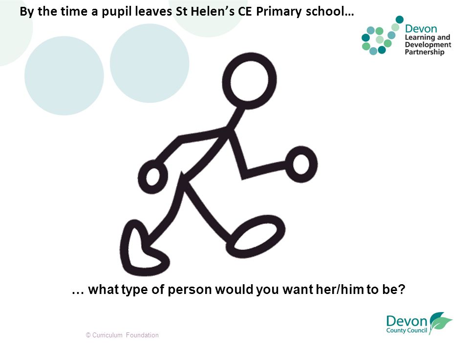 By the time a pupil leaves St Helen’s CE Primary school… … what type of person would you want her/him to be.