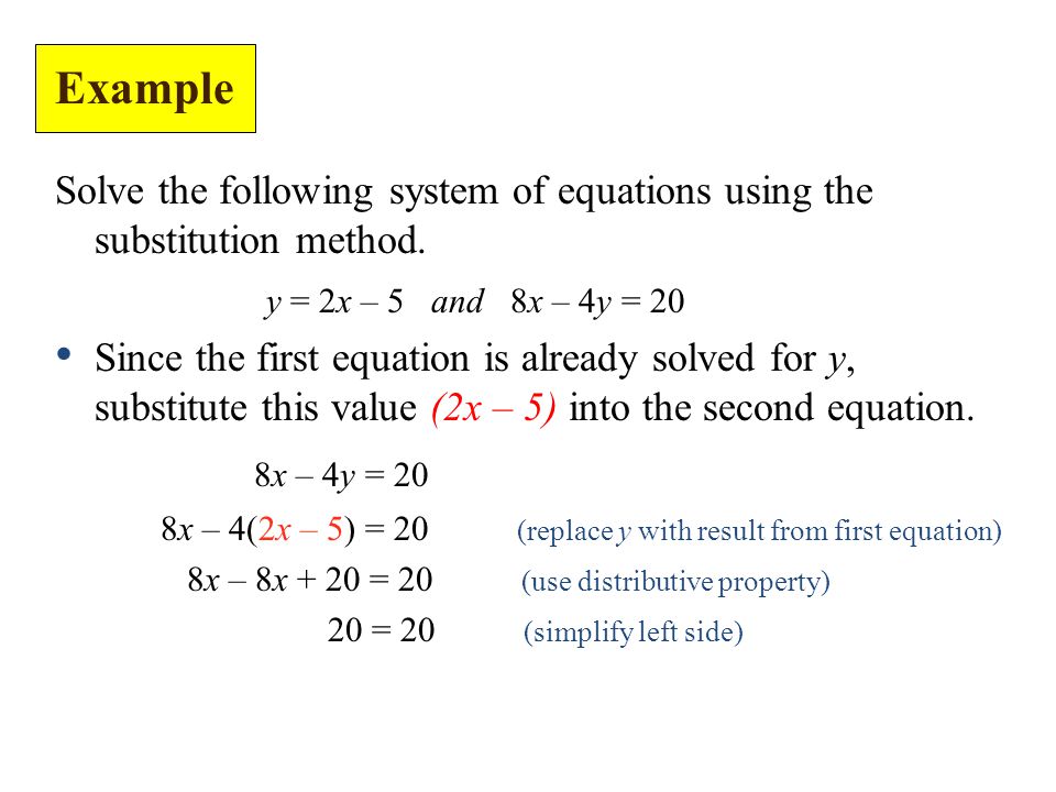 Solve the following system of equations using the substitution method.