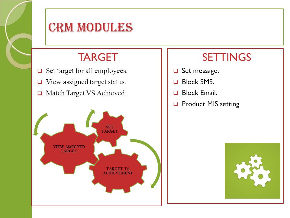 CRM MODULES TARGET  Set target for all employees.