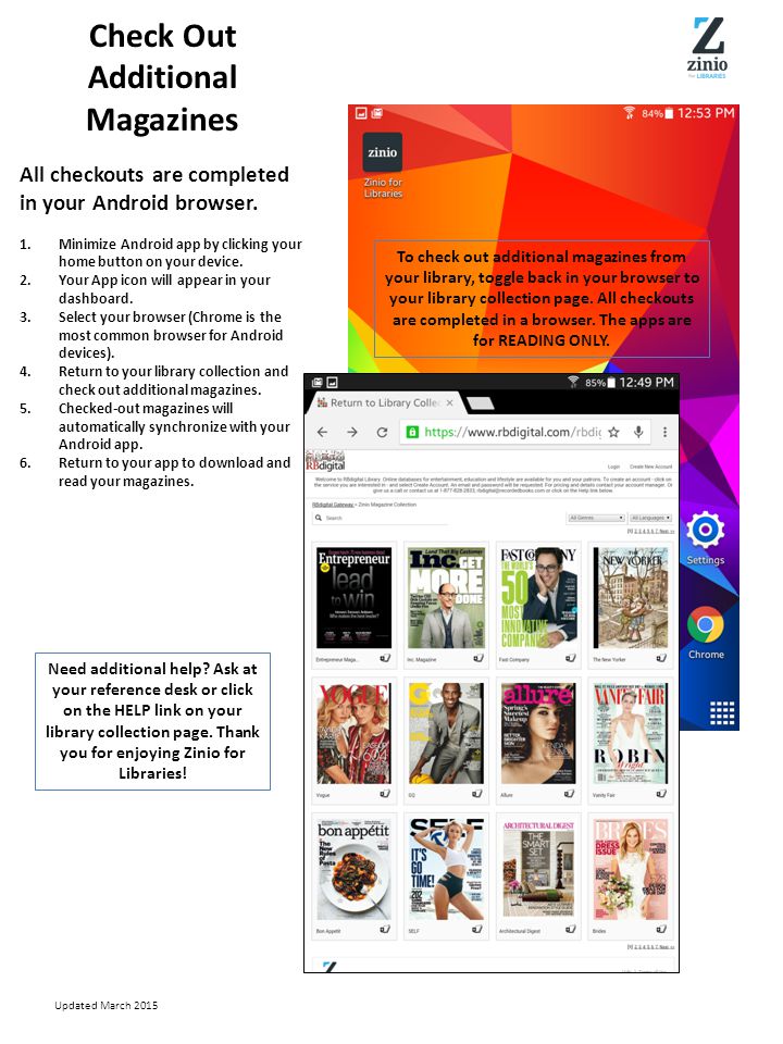 Check Out Additional Magazines All checkouts are completed in your Android browser.