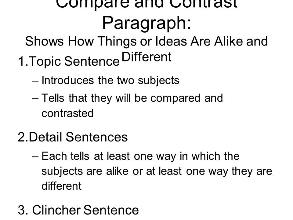 Compare and contrast topic sentences examples