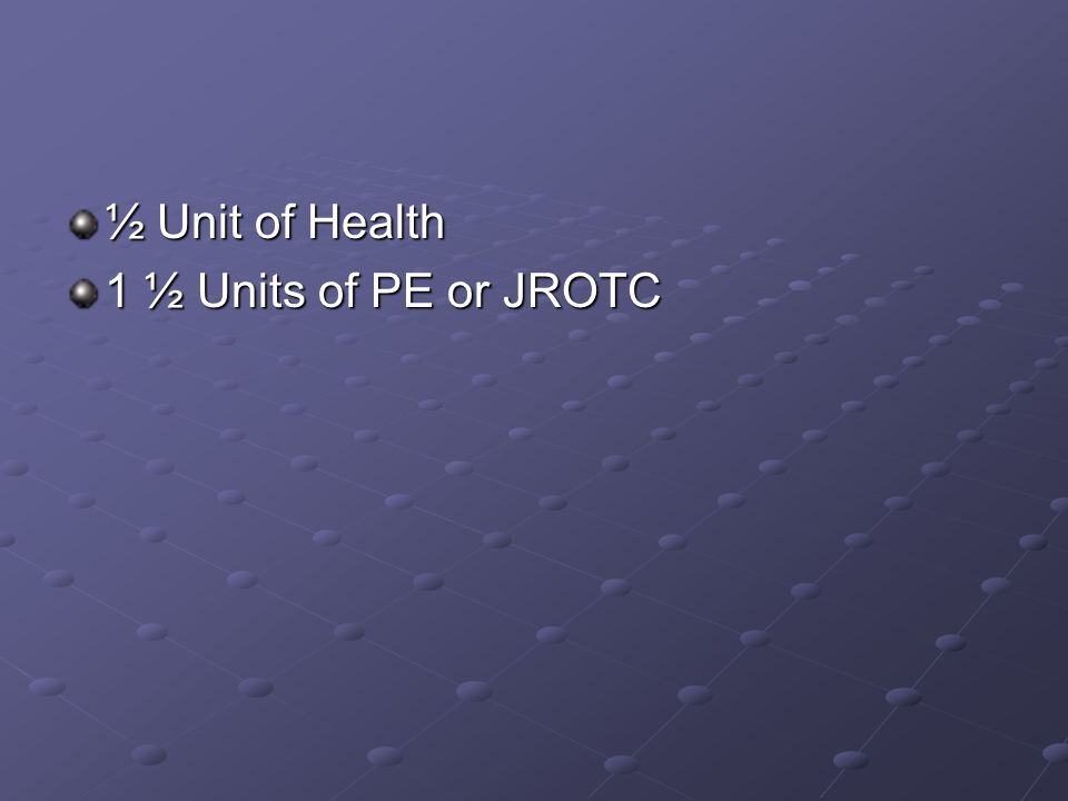 ½ Unit of Health 1 ½ Units of PE or JROTC