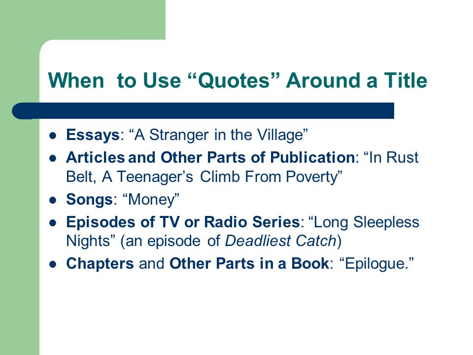 In Essays Are Song Titles Italicized