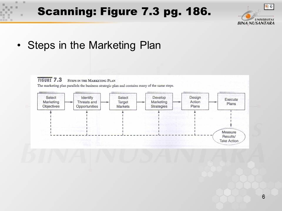 6 Scanning: Figure 7.3 pg Steps in the Marketing Plan