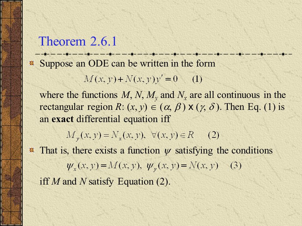 Ch 2 6 Exact Equations Integrating Factors Consider A First 2 Suppose