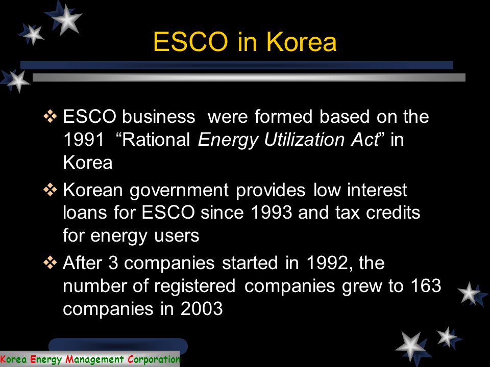 Korea Energy Management Corporation ESCO activities in Korea