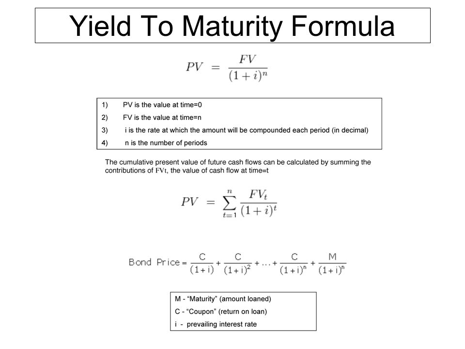 Yield To Maturity Formula Equation Closed 1 Yield To Maturity Formula