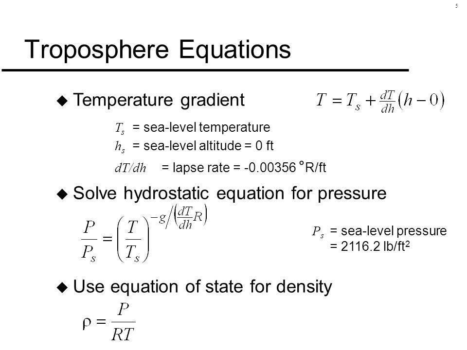Temperature Pressure Equation Talkchannels 1 The Atmosphere U Calculating Atmospheric Properties Governing