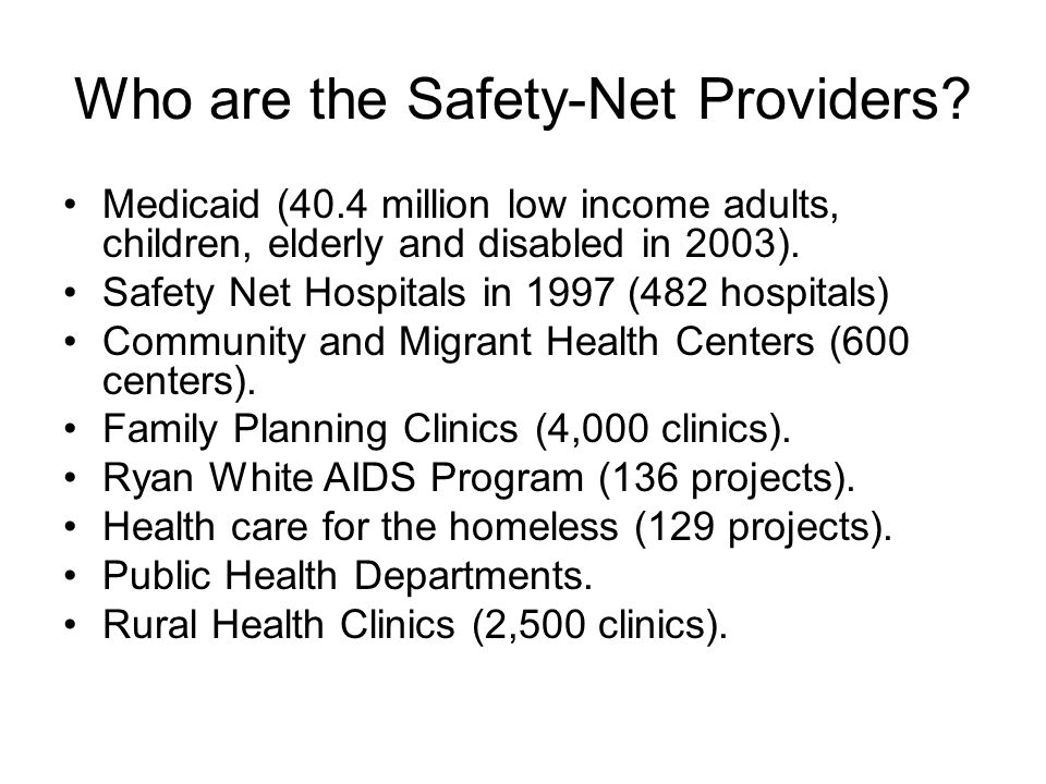 Who are the Safety-Net Providers.