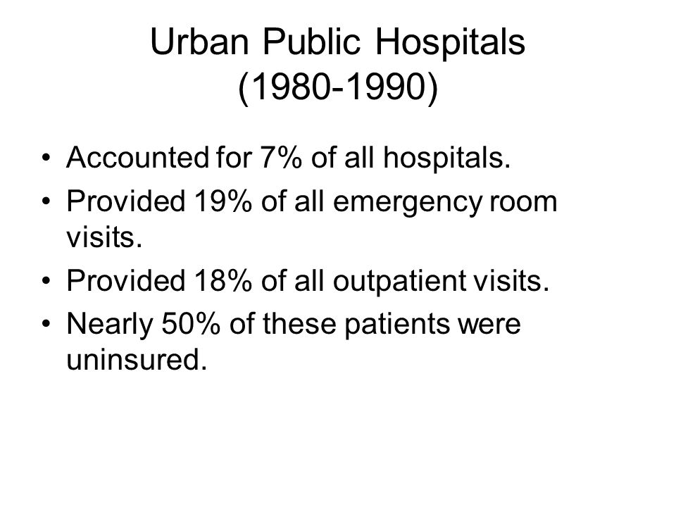 Urban Public Hospitals ( ) Accounted for 7% of all hospitals.