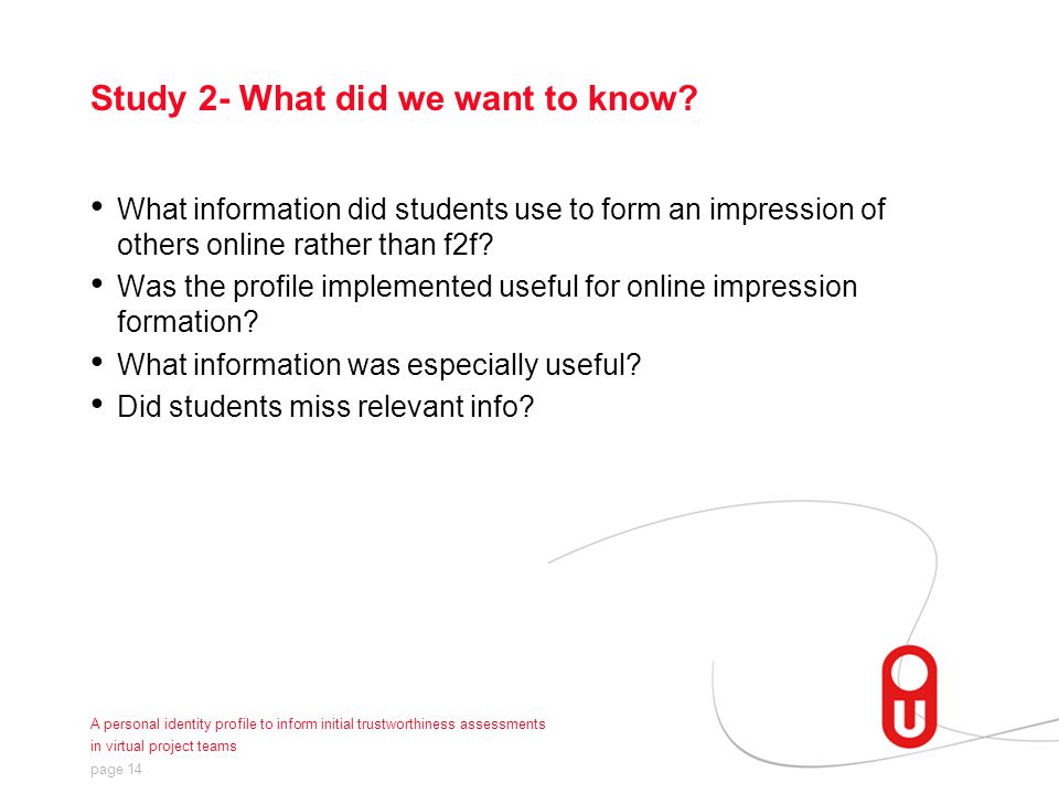 a personal identity profile to inform initial trustworthiness form an impression of