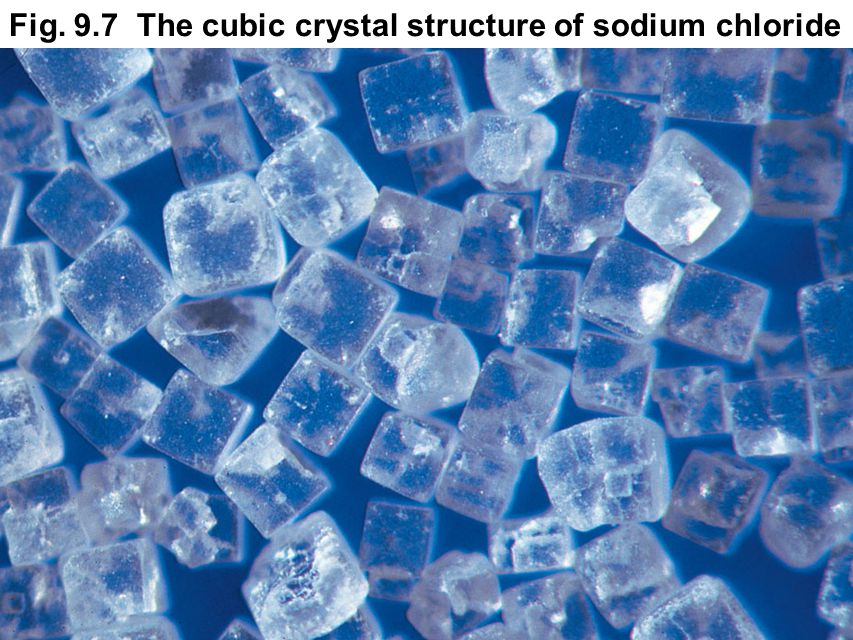 Fig. 9.7 The cubic crystal structure of sodium chloride