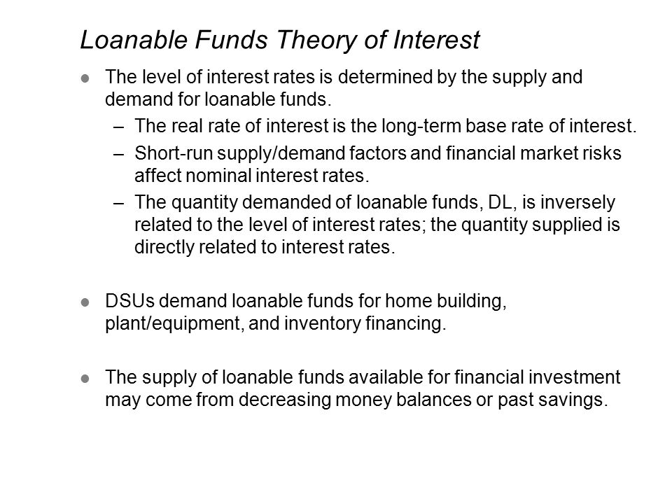 The Level Of Interest Rates What Are L Al 4 Loanable