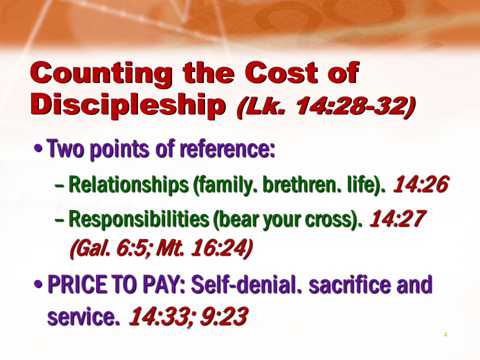 4 Counting the Cost of Discipleship (Lk.
