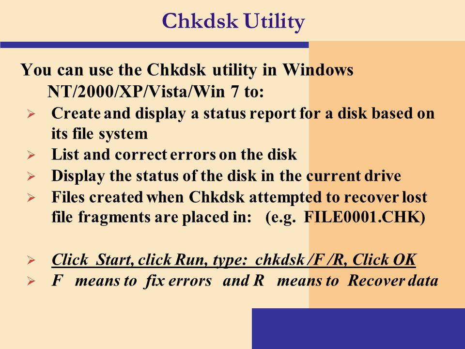 What Is A Chkdsk Utility On Vista
