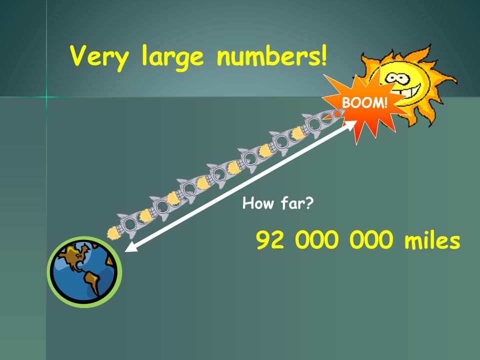Very large numbers! BOOM! How far miles