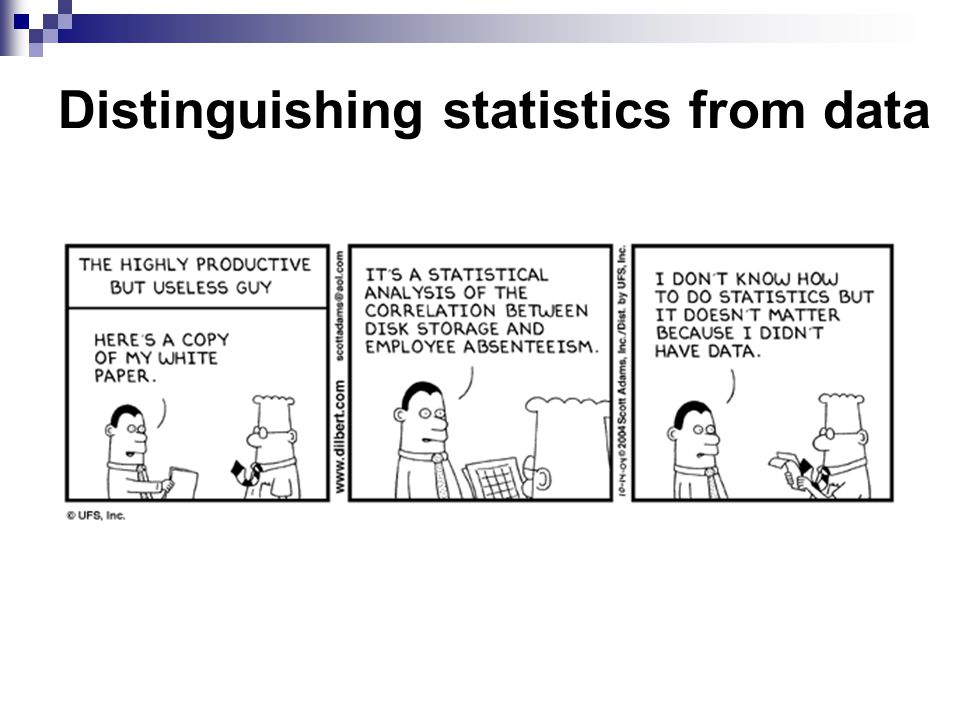 Distinguishing statistics from data