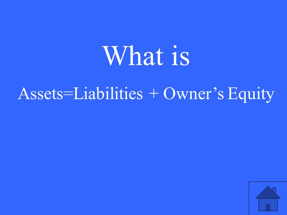 What is Assets=Liabilities + Owner’s Equity
