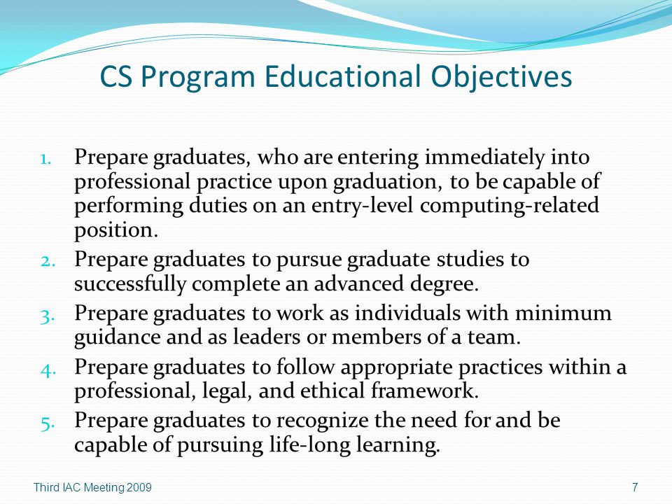 CS Program Educational Objectives 1.