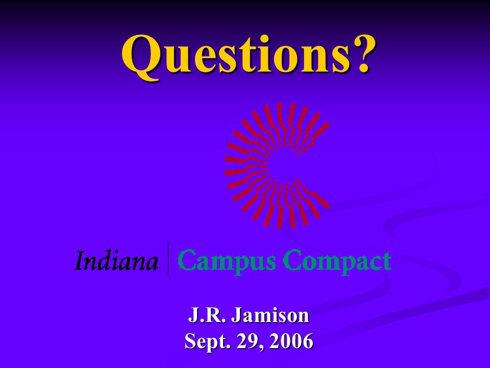 Questions J.R. Jamison Sept. 29, 2006