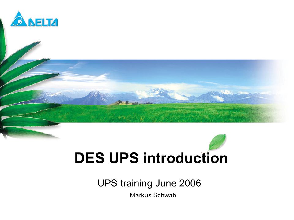 Delta Confidential DES UPS introduction UPS training June 2006 Markus Schwab