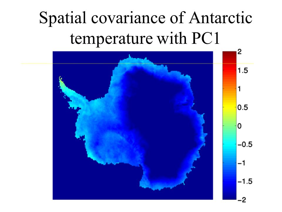 Spatial covariance of Antarctic temperature with PC1