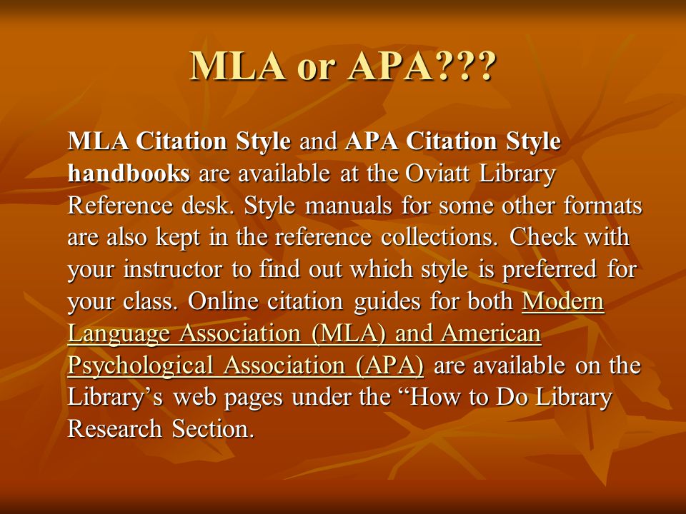 MLA or APA .