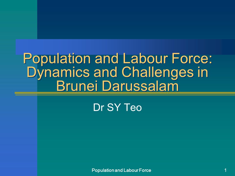Population and Labour Force1 Population and Labour Force: Dynamics and Challenges in Brunei Darussalam Dr SY Teo