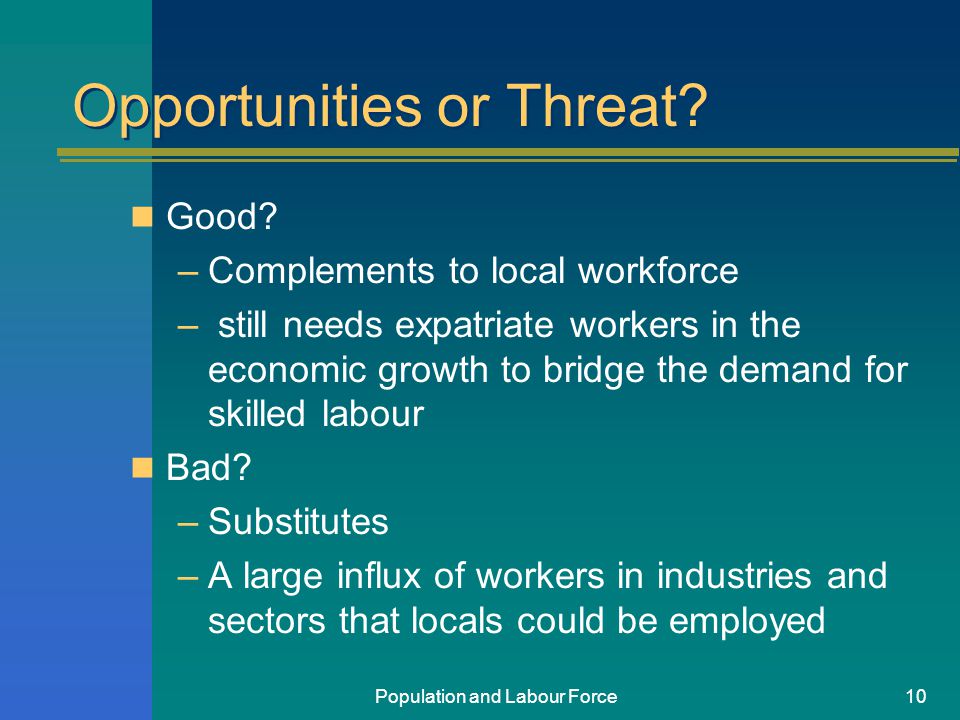 Population and Labour Force10 Opportunities or Threat.