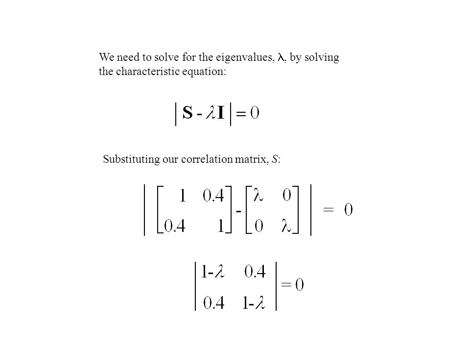 From Mccune B J Grace Analysis Of Ecological Communities 18 We Need To Solve For The Eigenvalues By Solving Characteristic Equation Substituting Our Correlation Matrix S